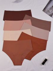 7pcs Seamless Solid Briefs Stretchy Comfy Panties Women's Lingerie