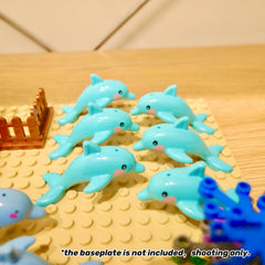 4pcs Dolphins Building Block Accessories Animal Theme Smiling Faces
