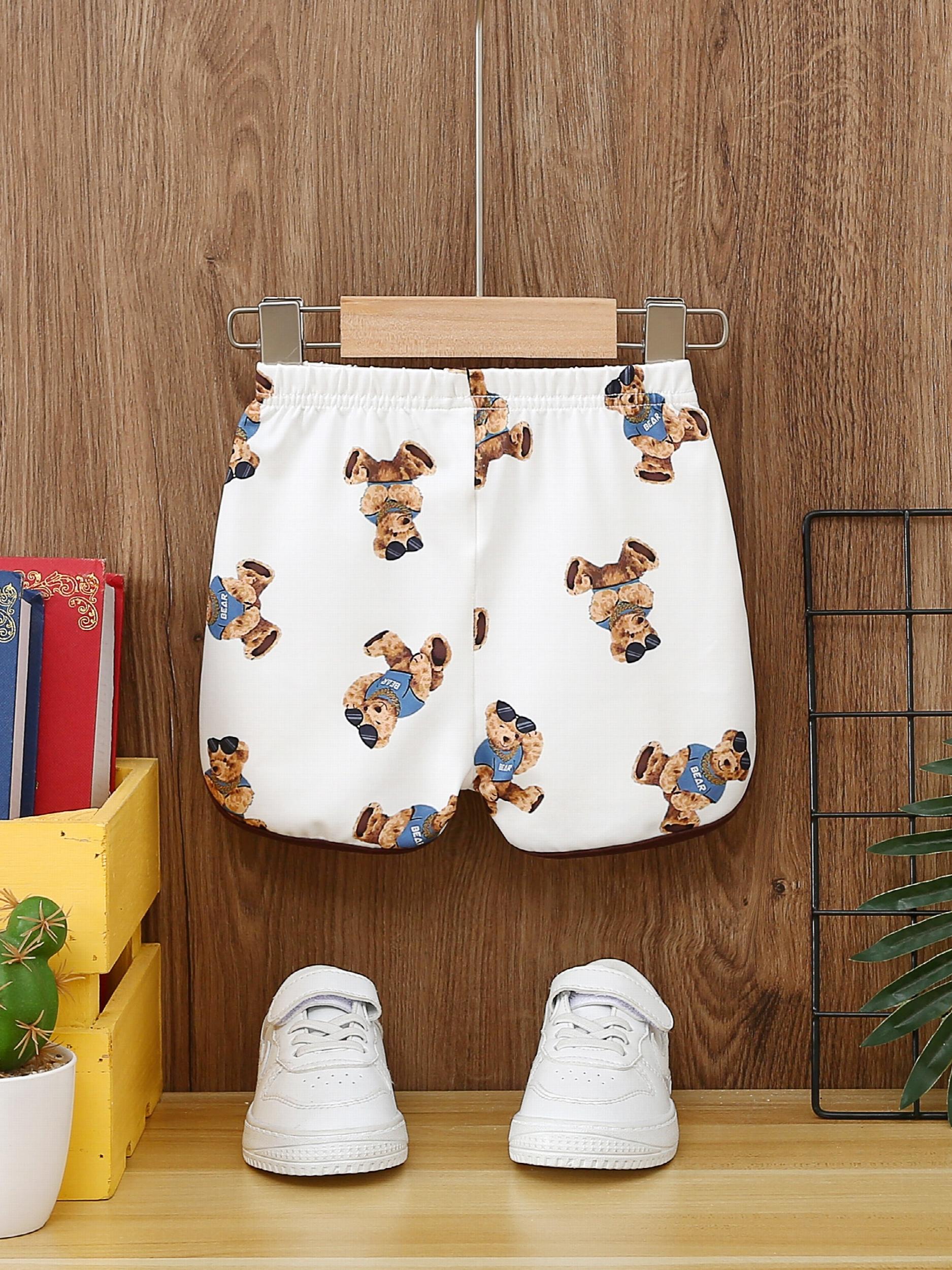 Boy's Bear Graphic Shorts Babies Children's Summer Casual Clothes