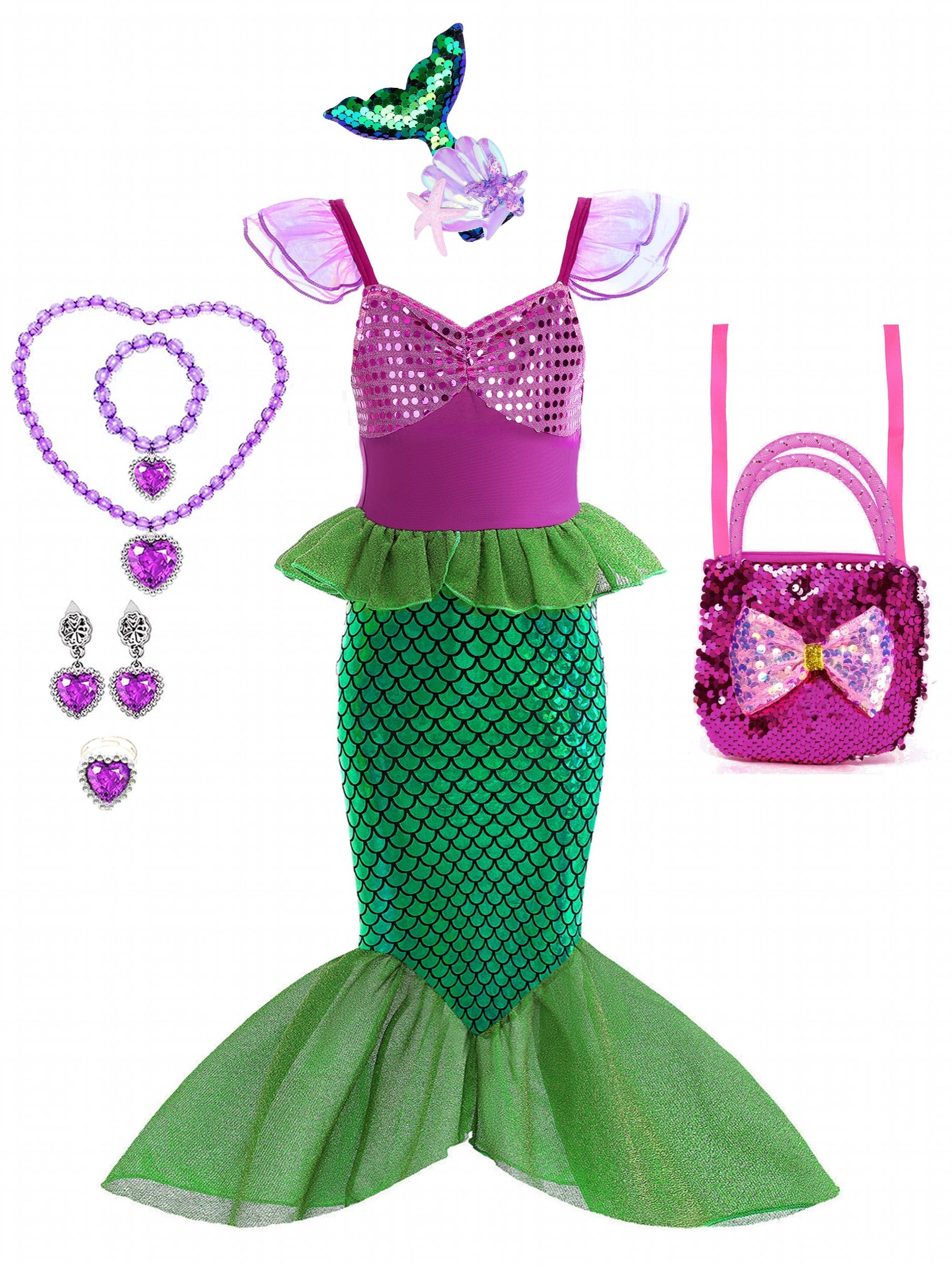 Toddler Mermaid Princess Costume Dress with Accessories