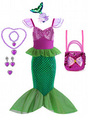 Toddler Mermaid Princess Costume Dress with Accessories