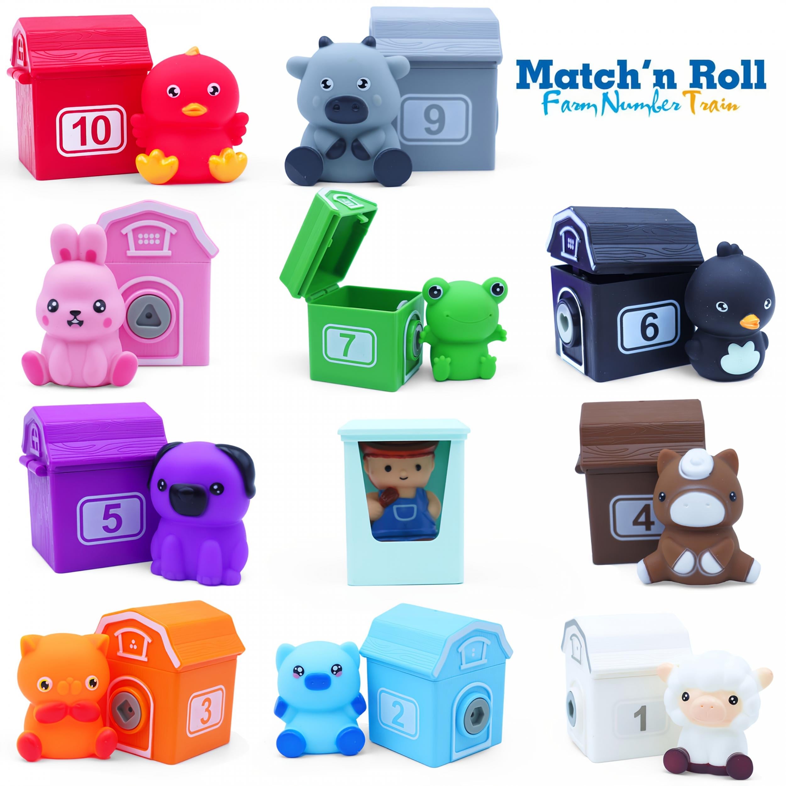Farm Animal Educational Toys for Toddlers with Finger Puppets & Train