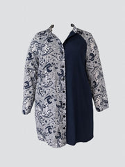 Boho Paisley Print Long Sleeve Dress Plus Size Button Up