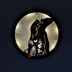 Children's Room Decoration Wall Clock LED Creative Lamp Retro Wooden Sign