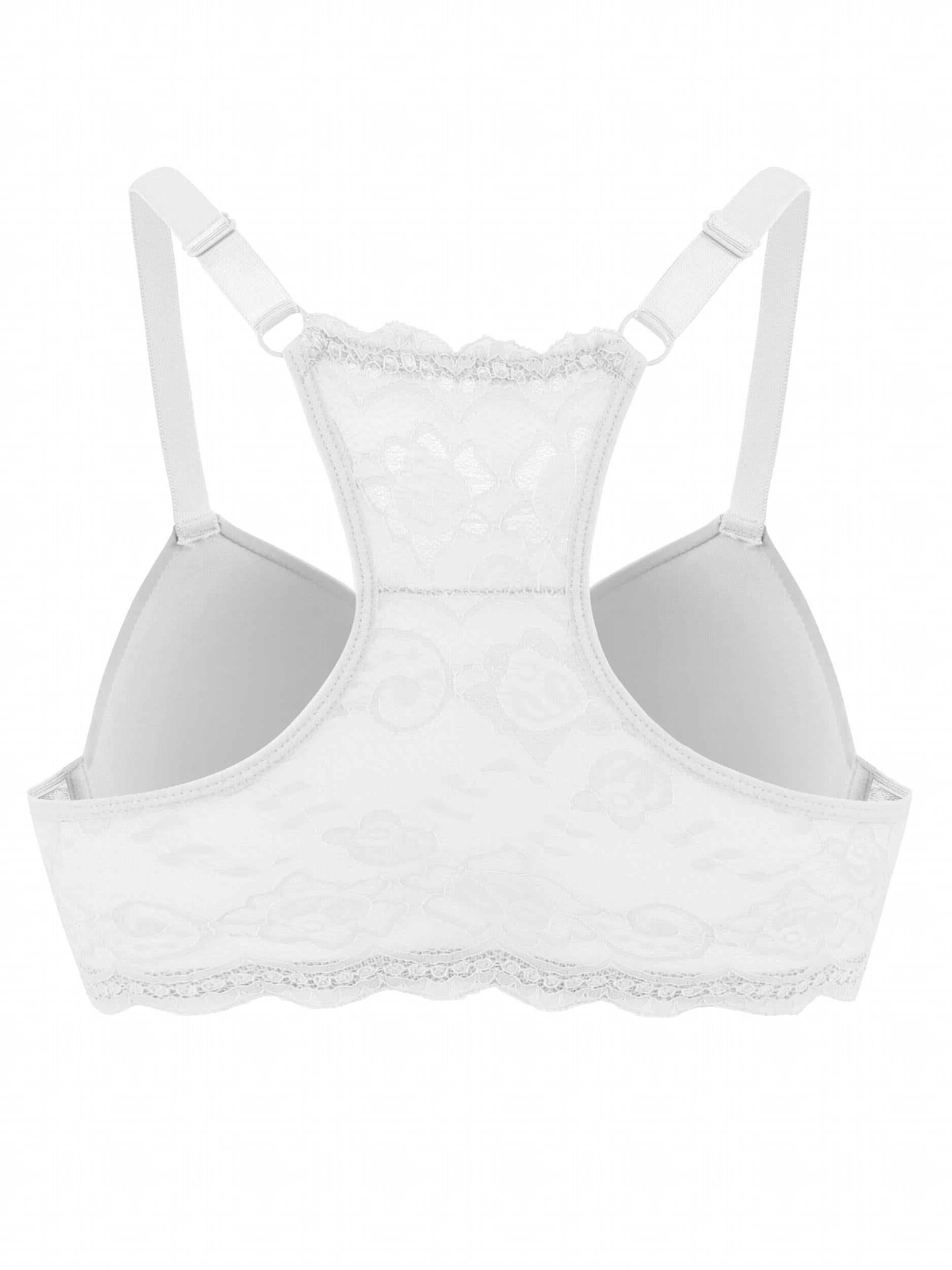 Front Closure Racer Back Padded T shirt Bralette