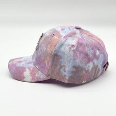 Pink Tie Dye Print Baseball Cap with Rhinestone Crown Decoration