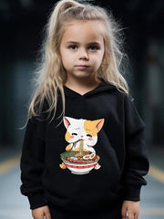 Ramen Kitty Print 2pcs Girls Outfits For Sports Spring