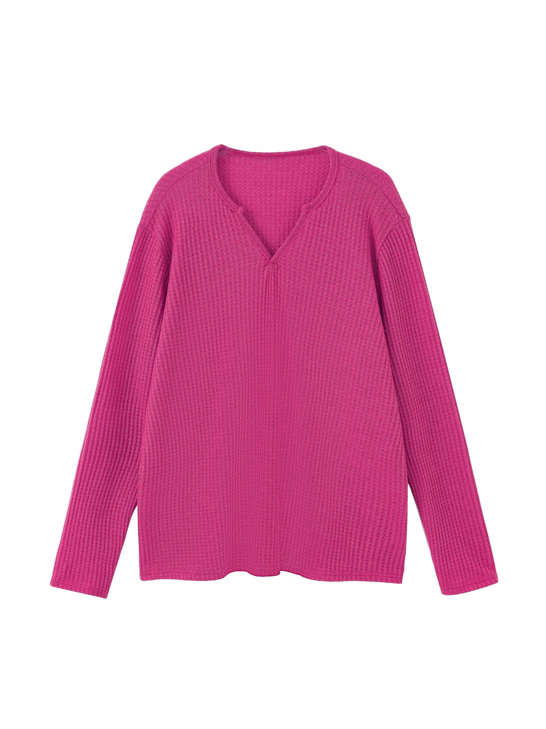 Casual Sweater Women's Plus Solid Waffle Knitted Long Sleeve