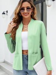 Open Front Blazer Long Sleeve With Pockets