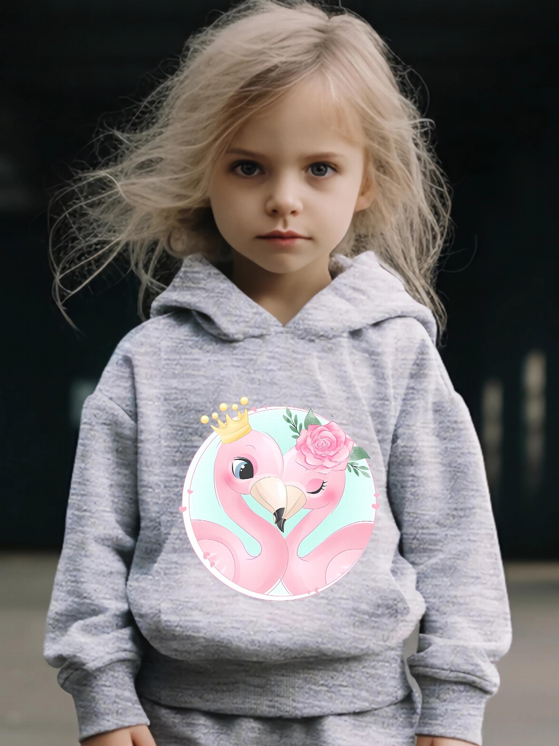 Girls 2pcs Flamingo Sweatshirt & Sweatpants Set