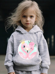 Girls 2pcs Flamingo Sweatshirt & Sweatpants Set