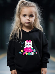 Sweet Kitty Print 2pcs Girls Outfits For Sports Spring Fall Outdoor Gift