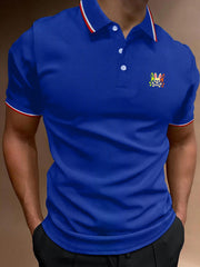 Men's Vintage Cartoon Print Polo Shirt Casual Lapel Button Up Polo Shirt