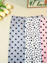 Girls Heart and Star Print Yoga Pants Slim Fit Leggings