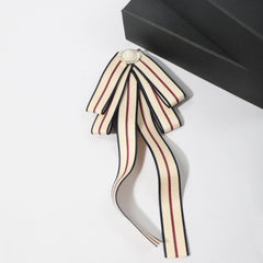 Women's Professional Bow Tie Faux Pearl & Rhinestone Ribbon Neck Tie