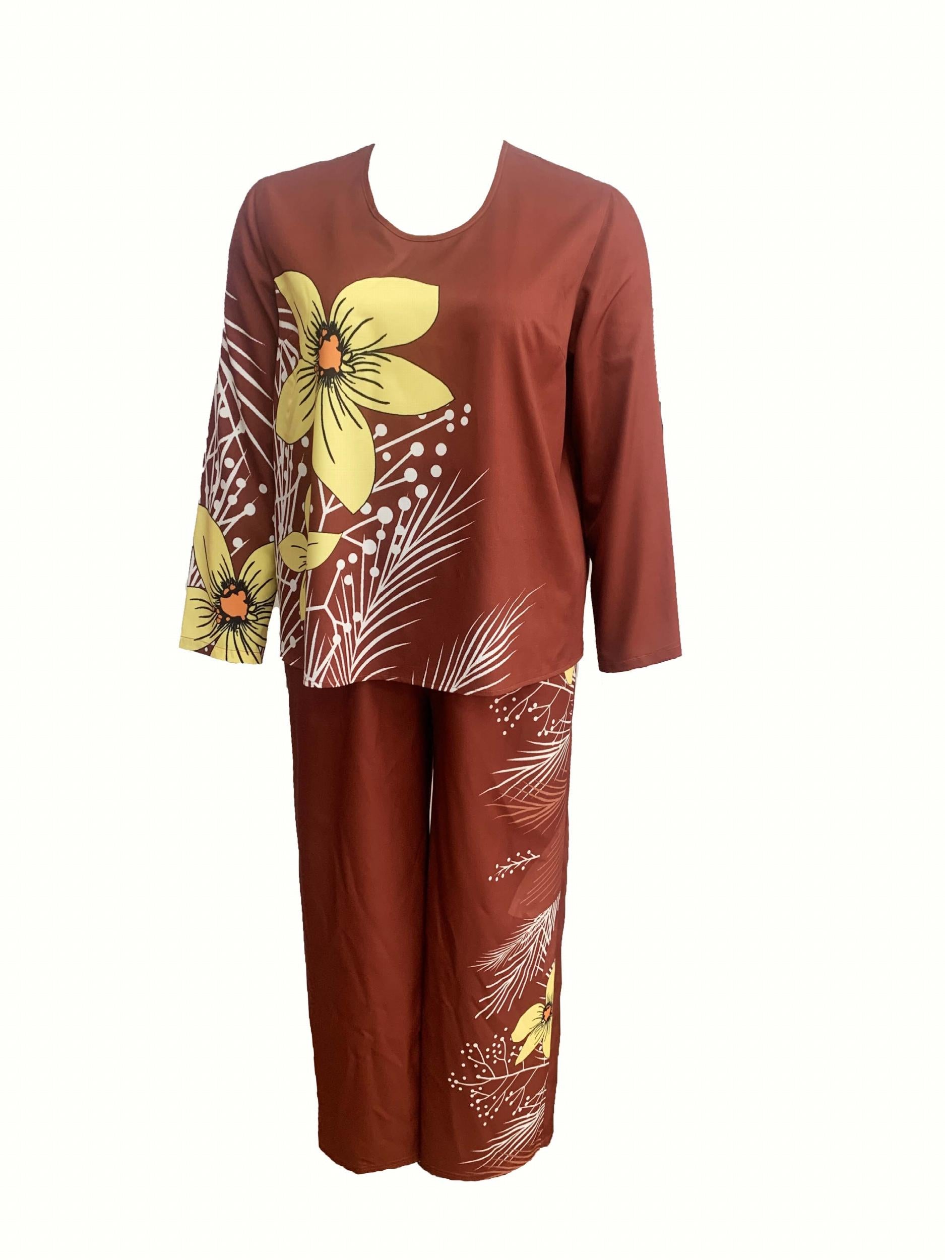 Women's Plus Floral Print Top & Pants 2 Piece Set