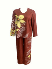 Women's Plus Floral Print Top & Pants 2 Piece Set