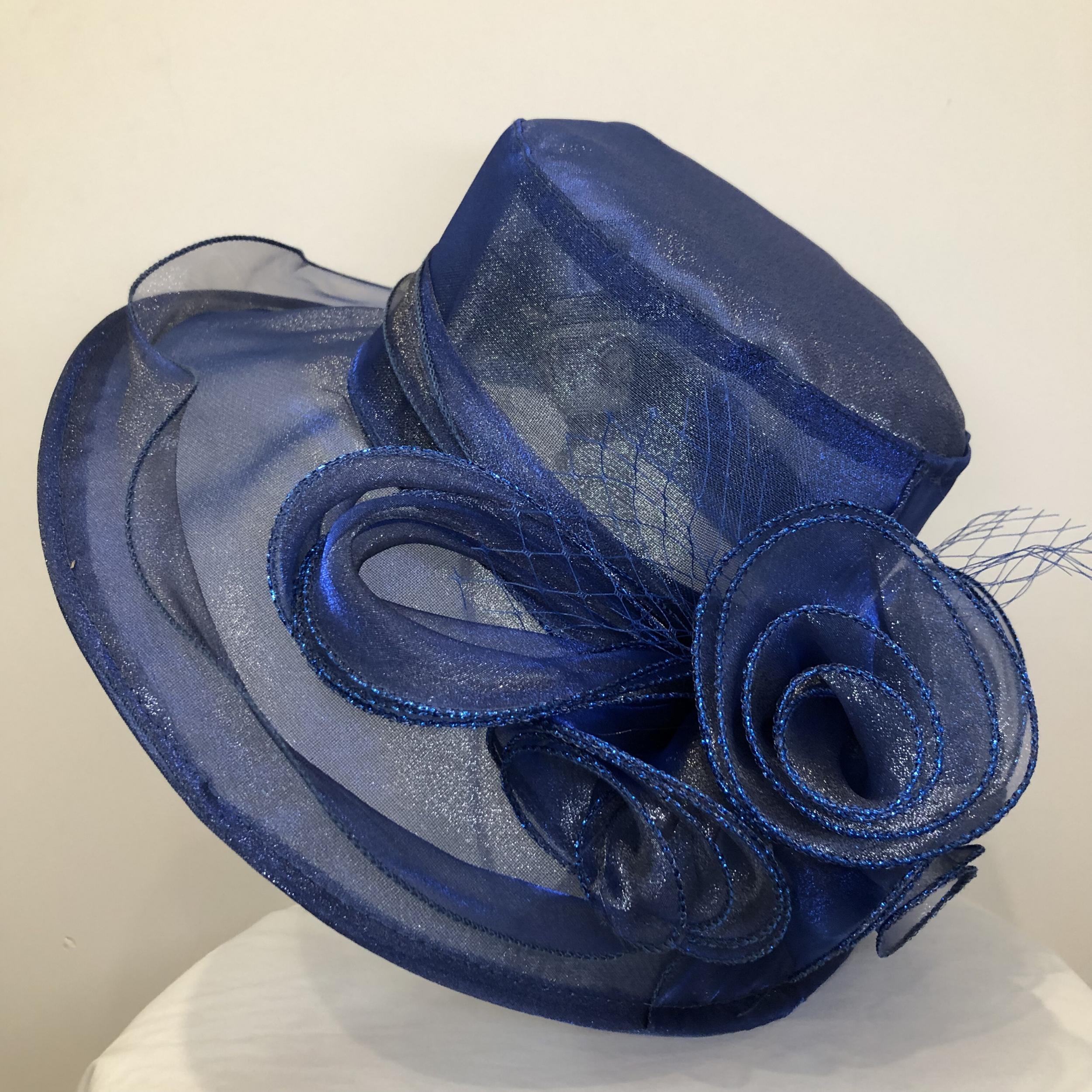 Organza Derby Hat Solid Flower Sun Hat Church Hat For Women