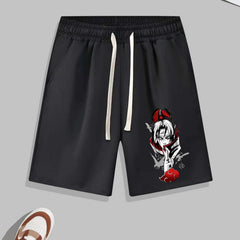 Anime Graphic Pattern Comfy Shorts Men's Casual Elastic Waist Drawstring Shorts