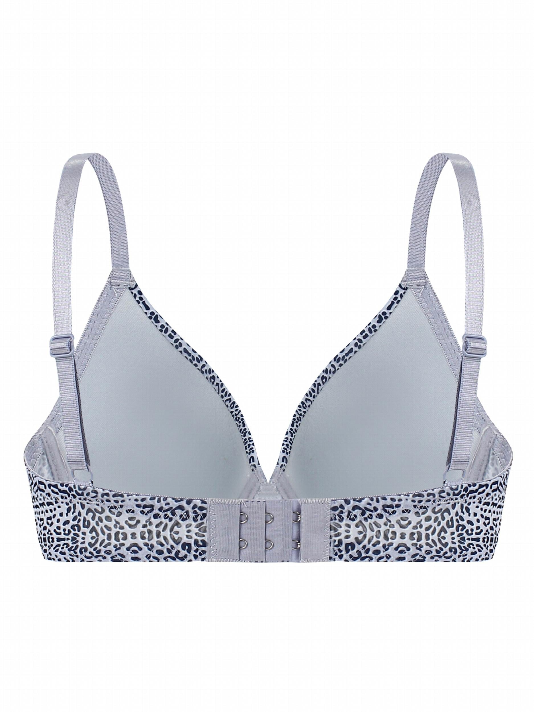 Leopard & Solid Push Up Bras Set Breathable Bow Tie Women's Lingerie