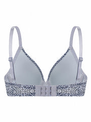 Leopard & Solid Push Up Bras Set Breathable Bow Tie Women's Lingerie