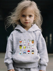 Kids Cartoon Coffee Cups Print Hoodie & Pants Set