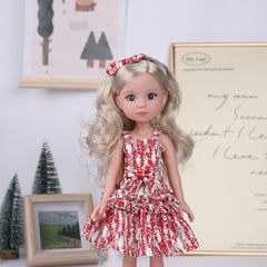 Anime Princess Doll Soft Vinyl Limbs Joints Golden Hair Red Dress