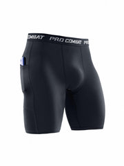 3 Pcs Men's Compression Boxers with Pockets Quick Drying for Fitness