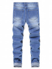 Slim Fit Ripped Jeans Mens Casual Street Style Distressed Denim Pants