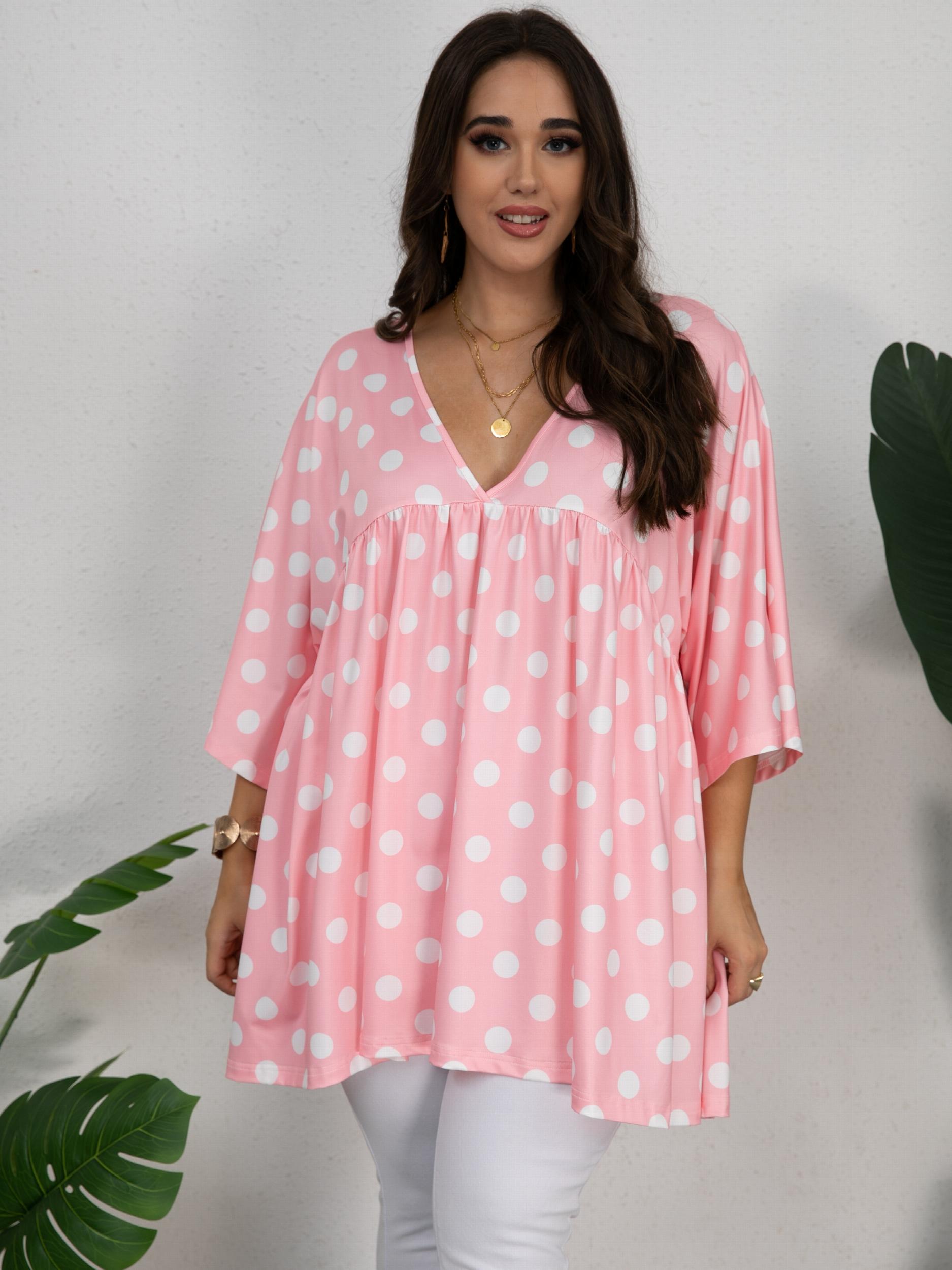 Polka Dot V Neck Stretch Sleep Dress
