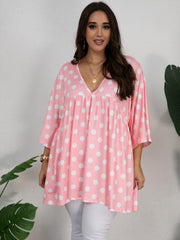 Polka Dot V Neck Stretch Sleep Dress