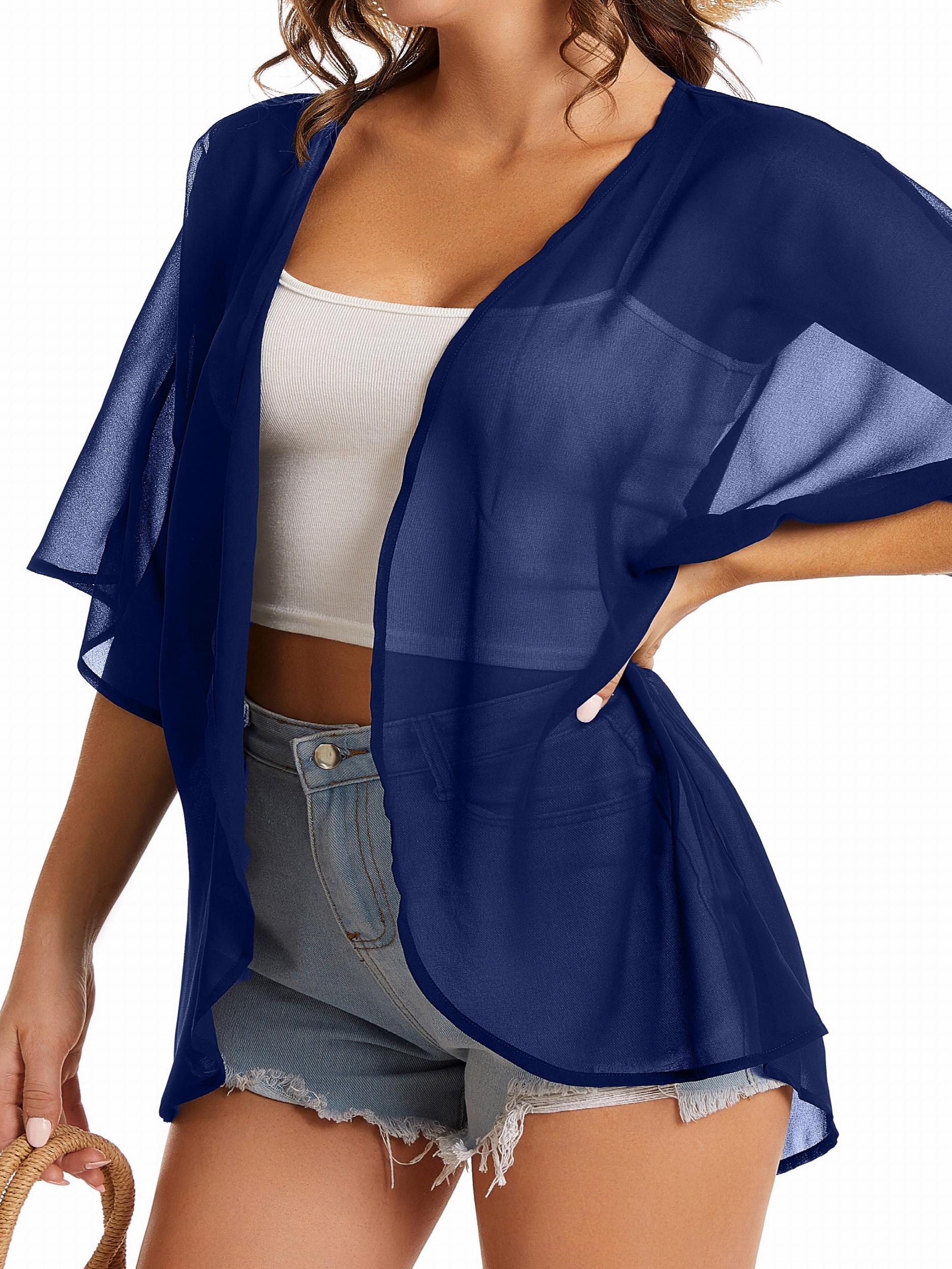 Casual Cover Up Women's Plus Short Sleeve Cardigan