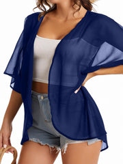 Casual Cover Up Women's Plus Short Sleeve Cardigan