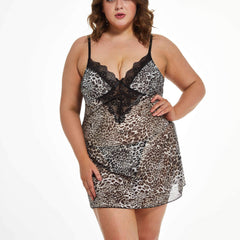 Lace Sheer Leopard Mesh Mini Babydoll Dress