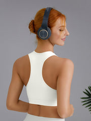 Ribbed Racer Back High Stretch Sports Bra