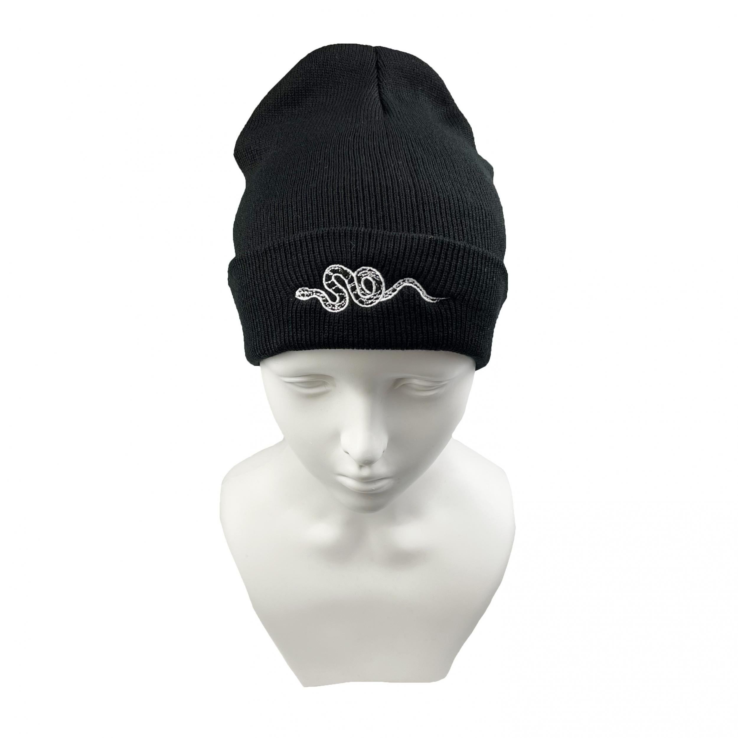Men's Snake Embroidered Knitted Beanie Hat Warm Ear Protection