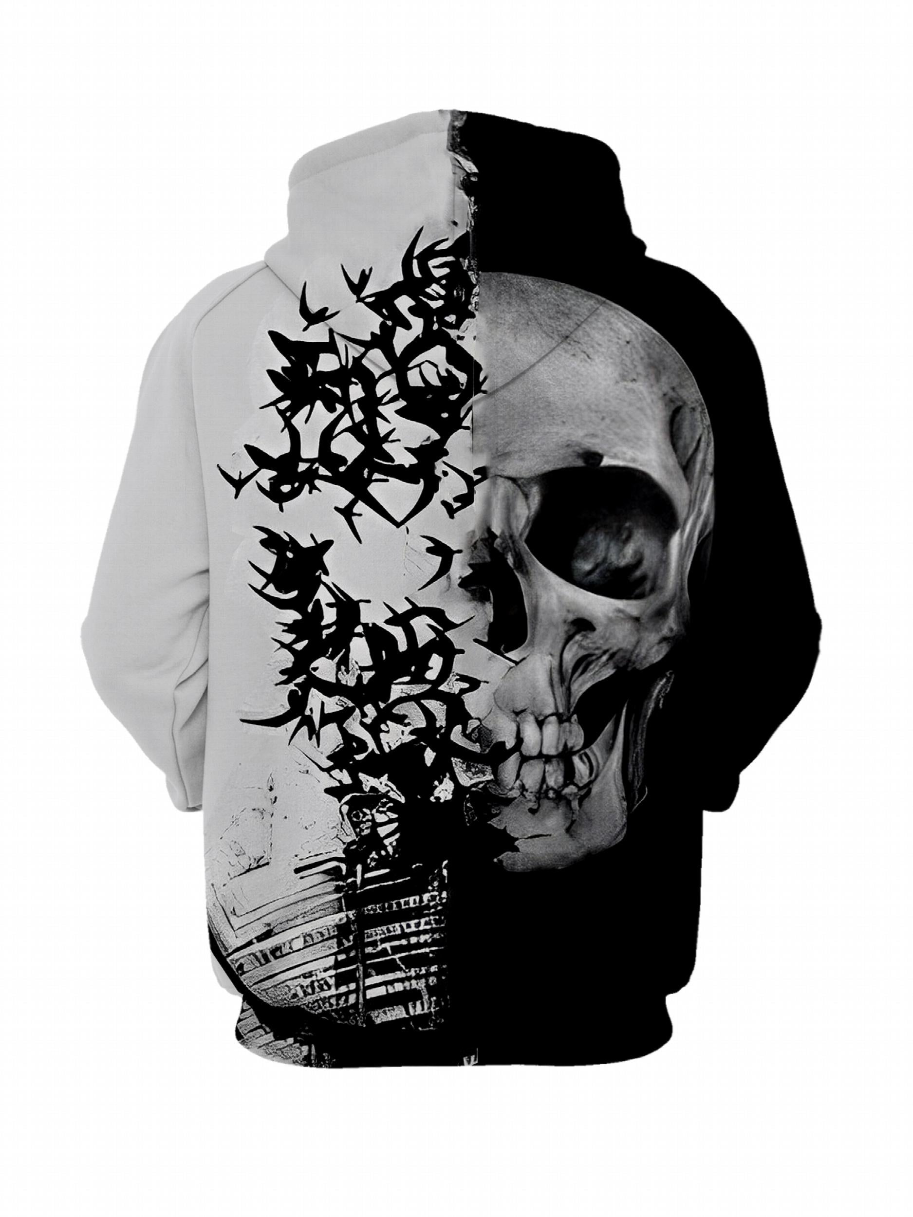 Men's Dark Skull Graphic Hoodie Active Slightly Stretch Breathable