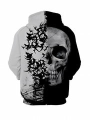 Men's Dark Skull Graphic Hoodie Active Slightly Stretch Breathable