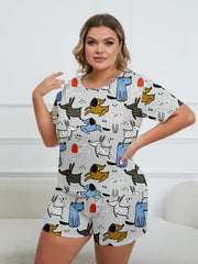 Cartoon Dog Print Lounge Set