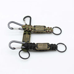 Braided Keychain Lanyard Strap with Flag - Outdoor Emergency
