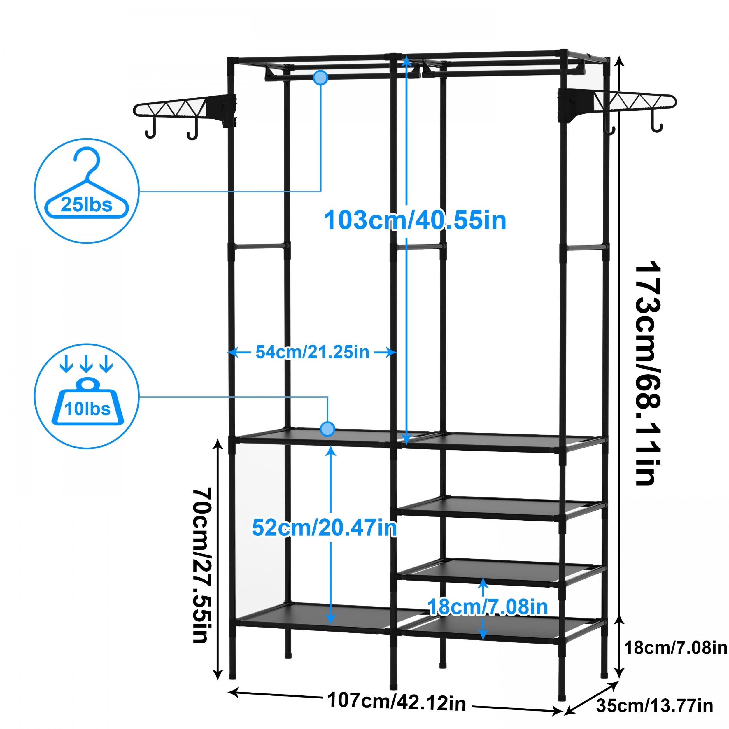 Double Row Clothes Rack Large Capacity Functional Wardrobe