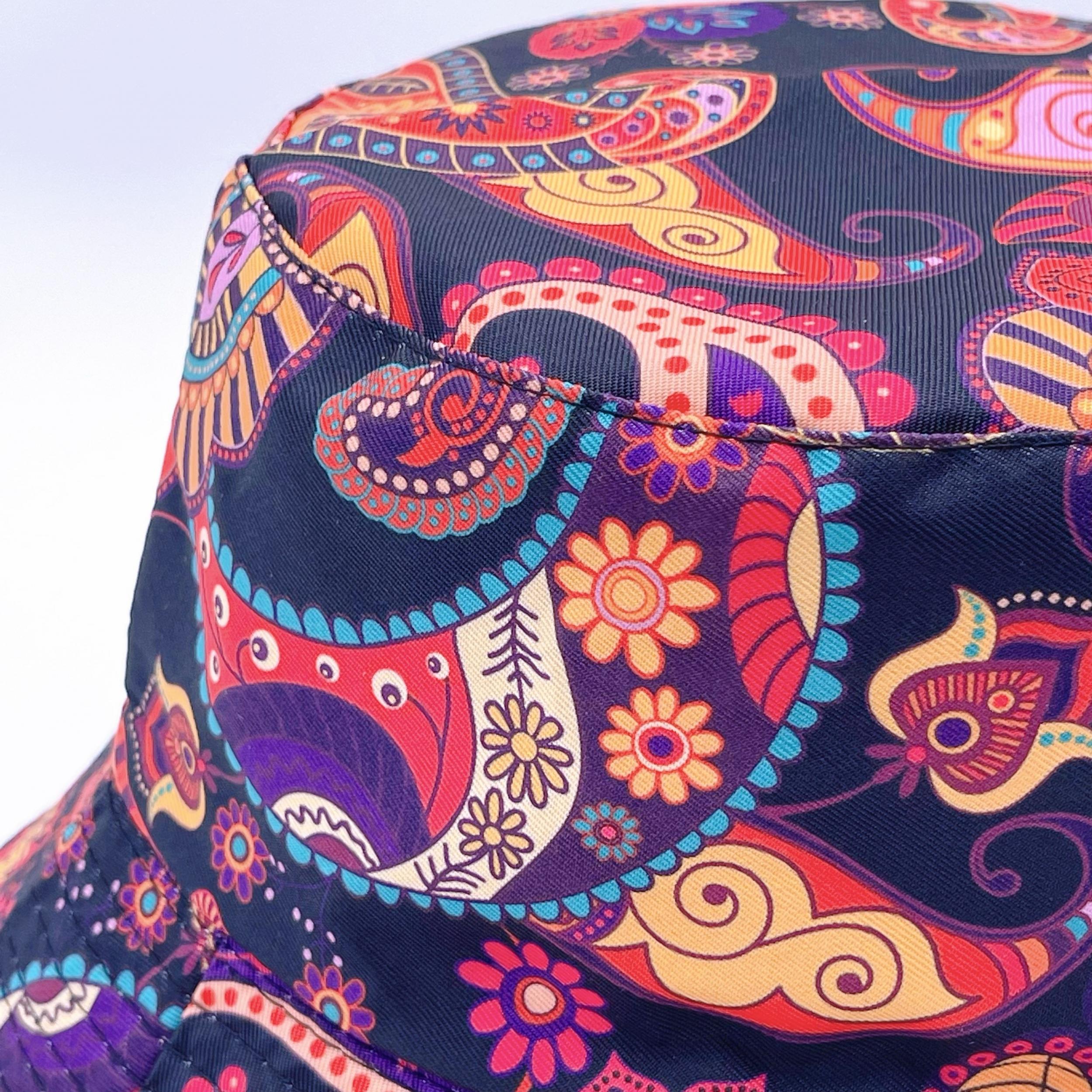 Cartoon Paisley Print Bucket Hat Red Vintage Basin Hat