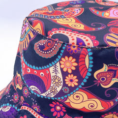 Cartoon Paisley Print Bucket Hat Red Vintage Basin Hat