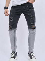 Mens Gradient Slim Fit Ripped Jeans