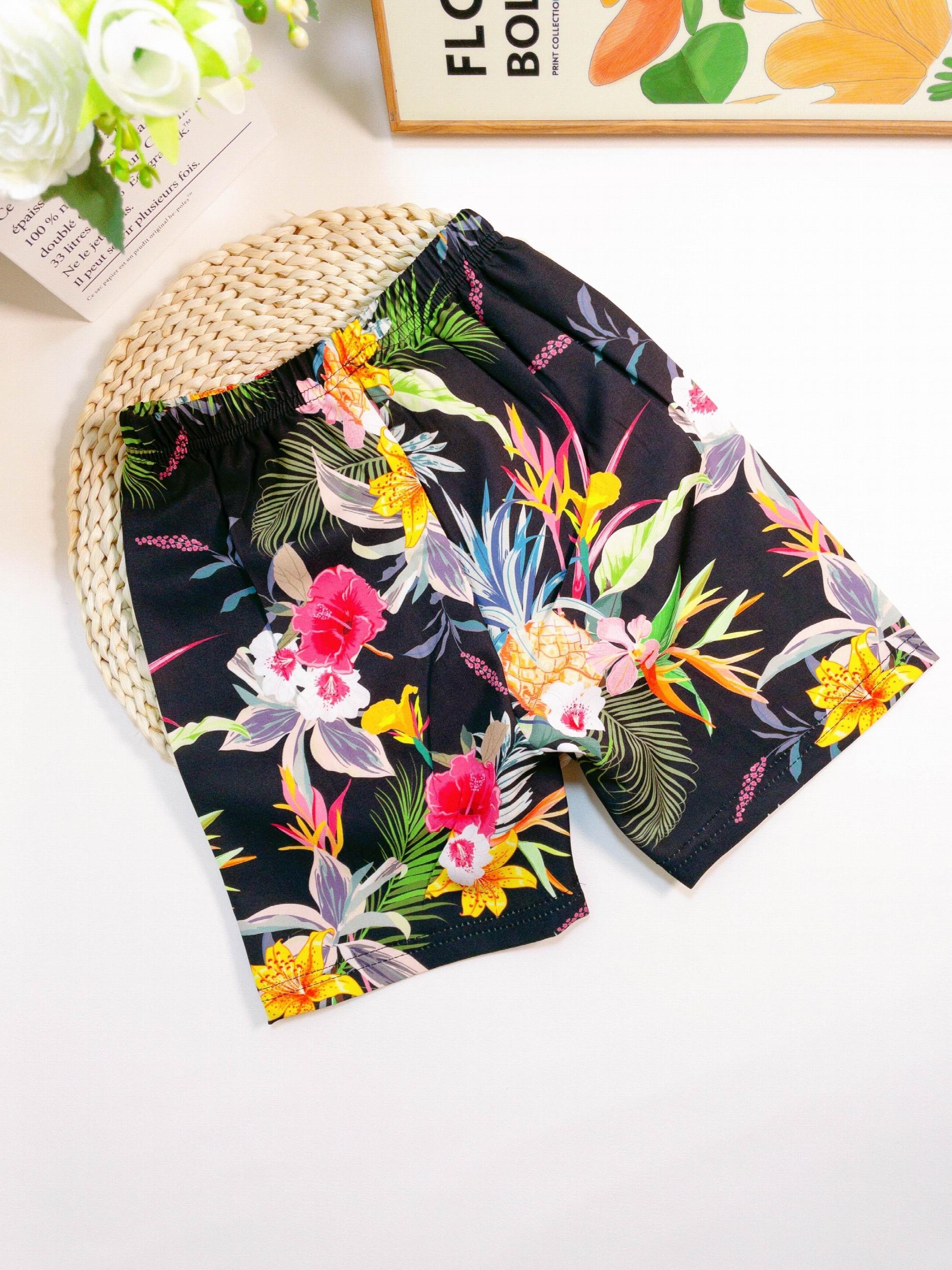 Boys Tropical Flowers Elastic Waist Sports Track Shorts