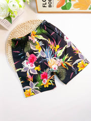 Boys Tropical Flowers Elastic Waist Sports Track Shorts