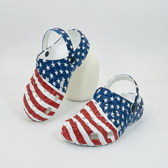 Men's Flag Pattern Slip On Platform Clogs