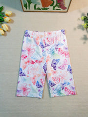 3pcs Girls Colorful Butterfly Soft Legging Cropped Yoga Pants