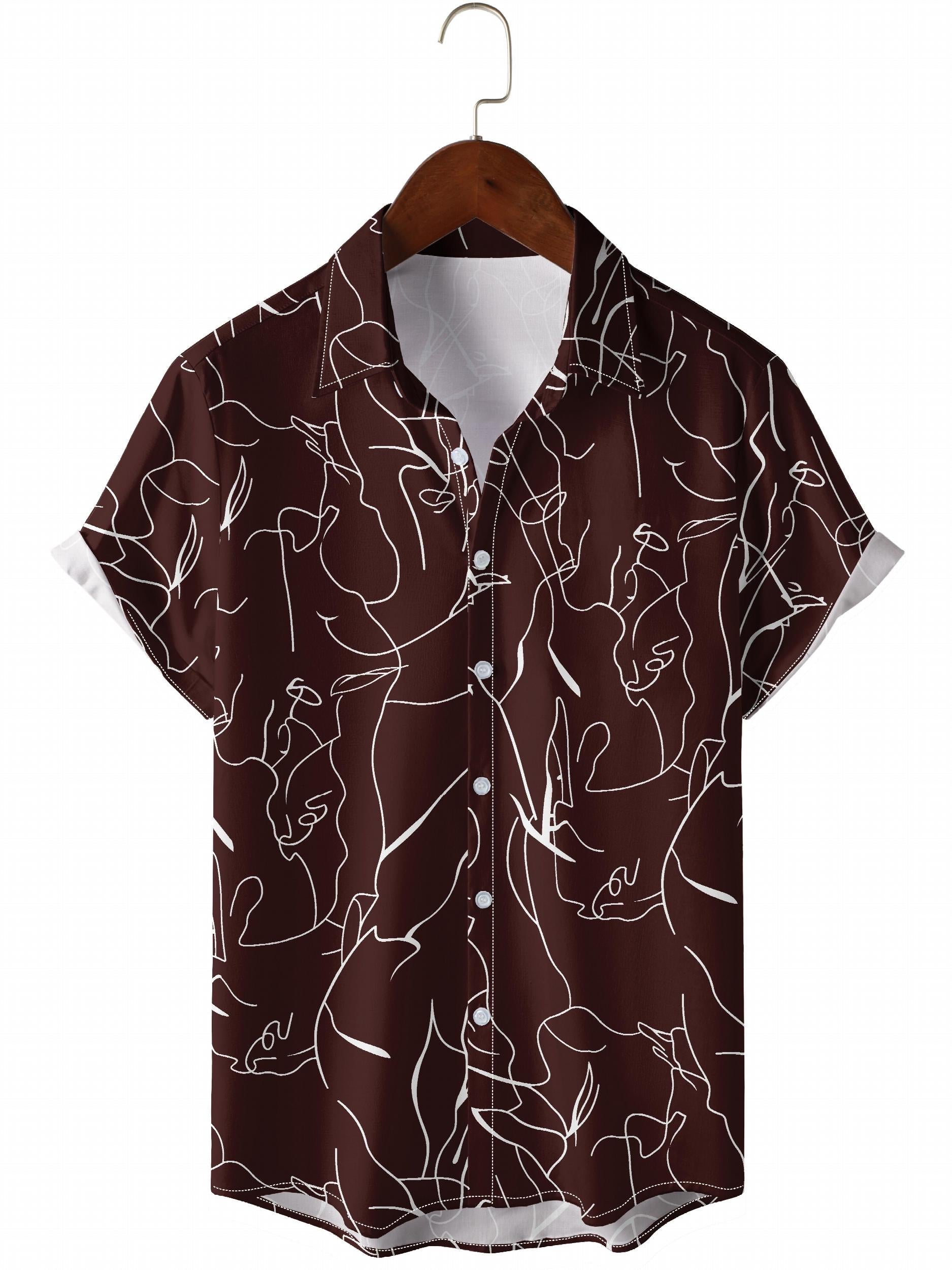 Men's Abstract Pattern Camp Collar Hawaiian Shirt