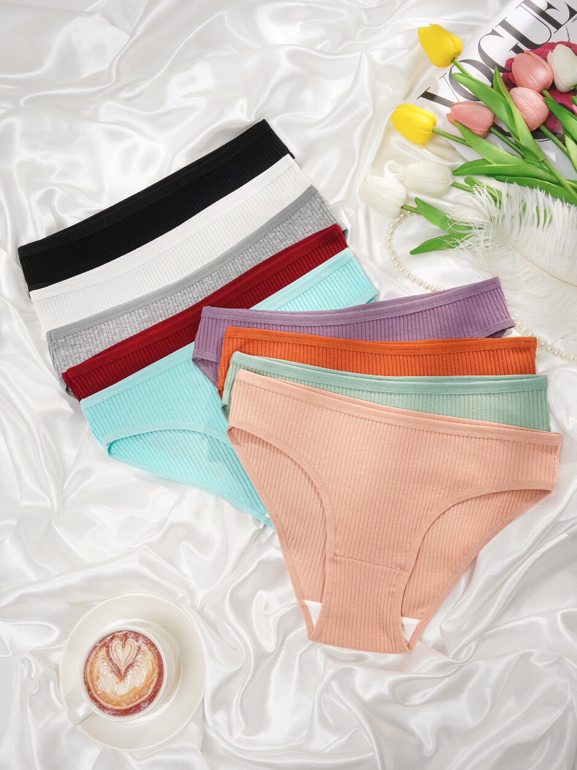 9pcs Ribbed Briefs Comfy & Stretchy Intimates Panties Lingerie & Underwear